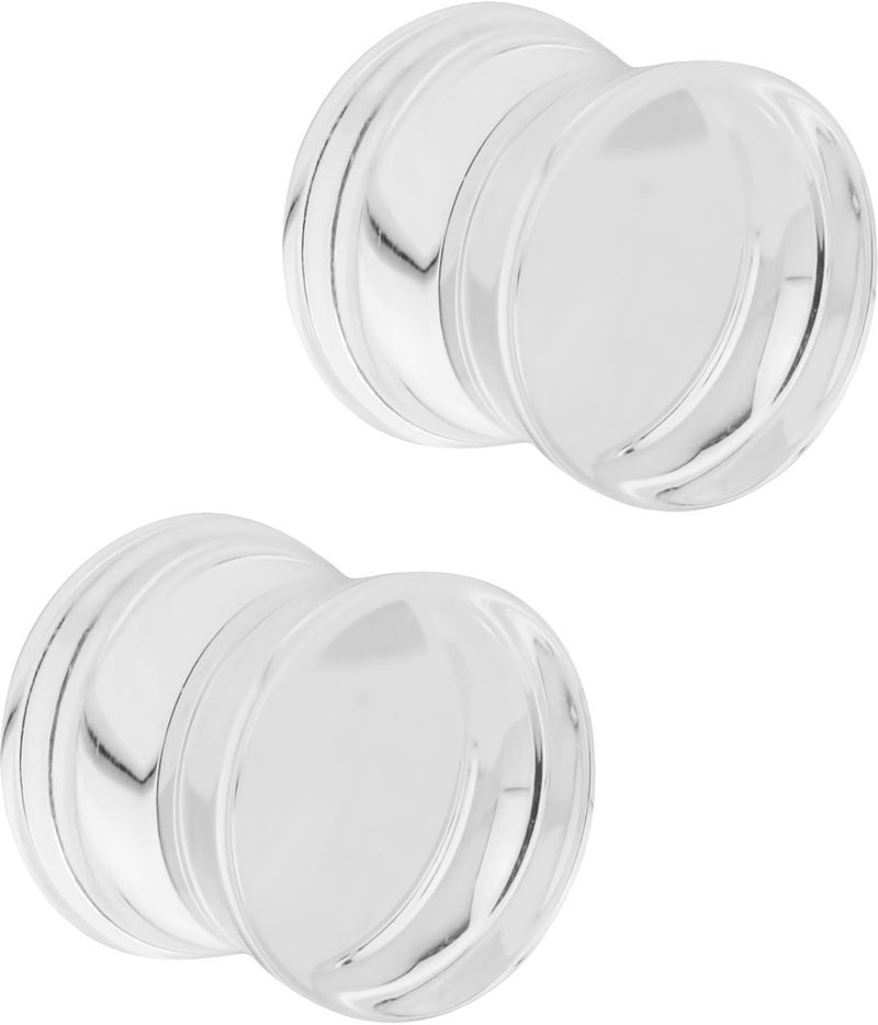 Forbidden Body Jewelry 8mm - 14mm Acrylic Ear Gauges, Solid Double Flared Saddle Plug Earrings Sold in Pairs - Image 1