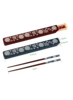 SYOSI Portable Chopsticks Set with Case 2 Pairs Reusable Natural Wooden Chopsticks Japanese Style Eco-Friendly Chopsticks for Sushi Noodle Picnic Kitchen  - Image 2