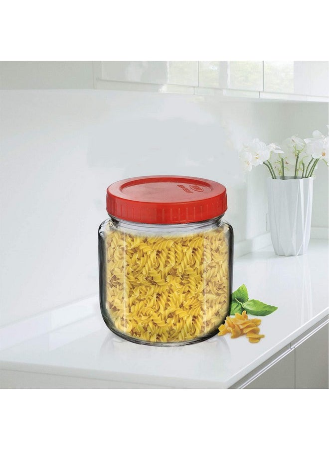 Cloudmart Cloudmart 4 pcs Aahar Jar with Red Lid | Lentils, Food, Pickles, Spices, Sweets, Snacks, Rice, Kitchen Storage Container (Set Of 4, 500ml)  - Image 4