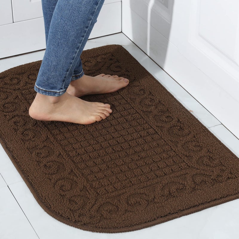 COSY HOMEER COSY HOMEER 32X20 Inch Anti Fatigue Kitchen Rug Mats are Made of 100 Polypropylene Half Round Rug Cushion Specialized in Anti Slippery and Machine Washable 32x20in Brown 1pc