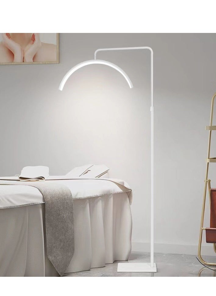 شو وو مصباح أرضي LED للرموش، مصباح نصف قمر لتمديد الرموش، إضاءة للجمال والعناية بالبشرة والرموش والحواجب وإنشاء محتوى التصوير، مع سطوع وارتفاع قابلين للتعديل، أبيض 62 × 160 سم  - Image 3