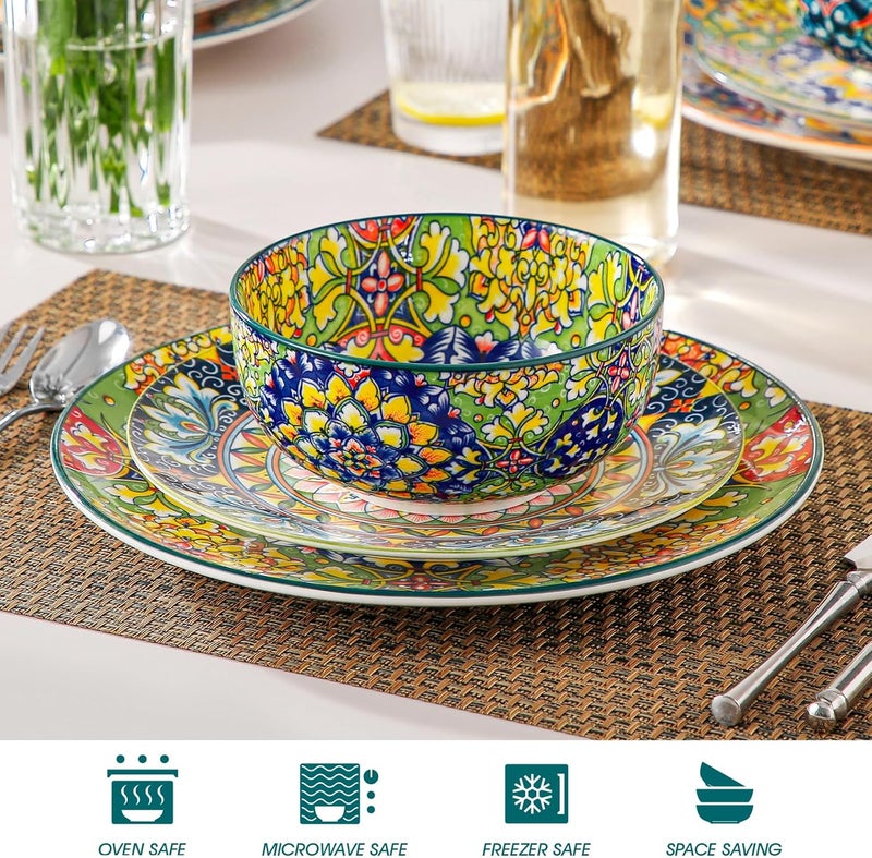 vancasso Cereal Bowls Set of 6 Bohemian Ceramic Soup Bowls 28 oz Colorful Bowls Set for Kitchen Dishwasher  Microwave Safe for Salad Pasta Rice Oatmeal Fruit - Image 4