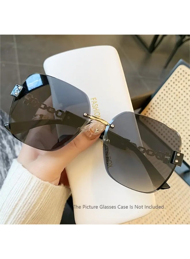 SCENT HOUSE Chic Retro Oval Fashion Glasses for Women - Large Frame, Mirrored Lenses, Chain Strap & Decorative Barrels, Perfect for Driving, &, Fashion Accessories | Chic Retro Oval Fashion Glasses | Stylish Glossy Finish, Glasses Accessories (Includes eyeglass case),sunglasses - Image 4