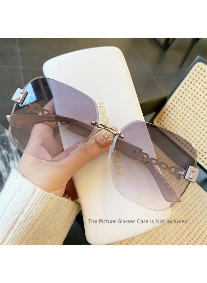 SCENT HOUSE Chic Retro Oval Fashion Glasses for Women - Large Frame, Mirrored Lenses, Chain Strap & Decorative Barrels, Perfect for Driving, &, Fashion Accessories | Chic Retro Oval Fashion Glasses | Stylish Glossy Finish, Glasses Accessories (Includes eyeglass case),sunglasses - Image 1