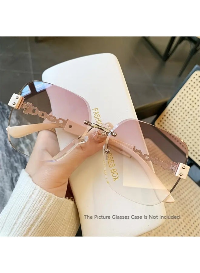 SCENT HOUSE Chic Retro Oval Fashion Glasses for Women - Large Frame, Mirrored Lenses, Chain Strap & Decorative Barrels, Perfect for Driving, &, Fashion Accessories | Chic Retro Oval Fashion Glasses | Stylish Glossy Finish, Glasses Accessories (Includes eyeglass case),sunglasses - Image 3
