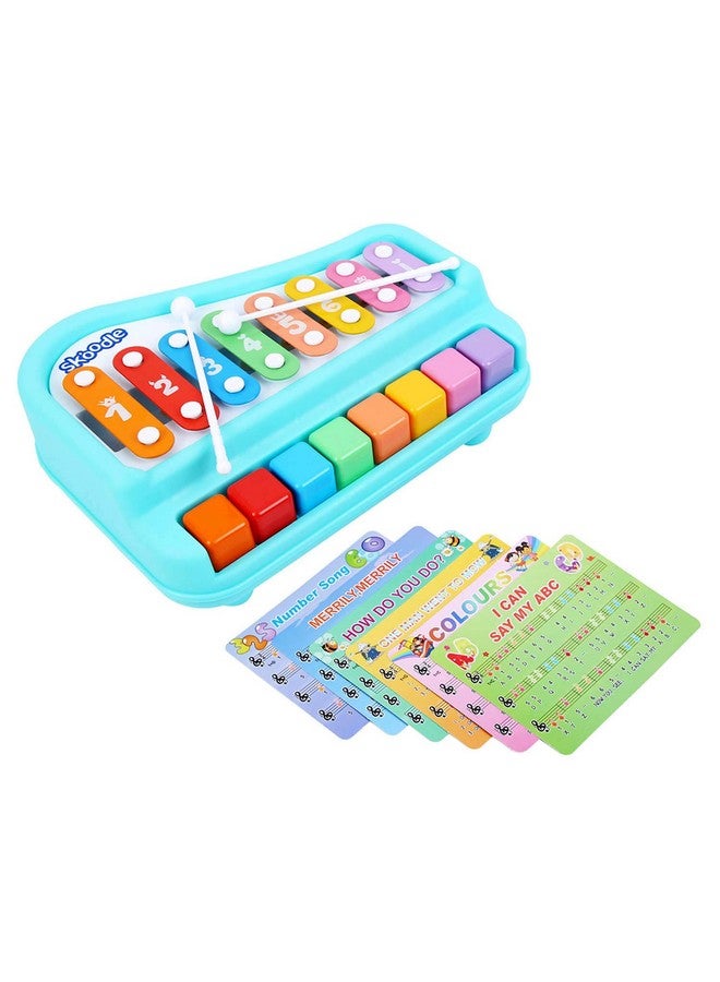 Skoodle 2-in-1 Xylophone Musical Piano for Kids, Interactive Preschool Learning Instrument & Toy with 8 Keys, 2 Mallets- Ideal for Baby, Boys and Girls & Gifting (Age 3+), Teal - Image 1