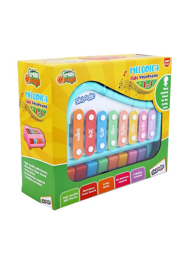 Skoodle 2-in-1 Xylophone Musical Piano for Kids, Interactive Preschool Learning Instrument & Toy with 8 Keys, 2 Mallets- Ideal for Baby, Boys and Girls & Gifting (Age 3+), Teal - Image 2