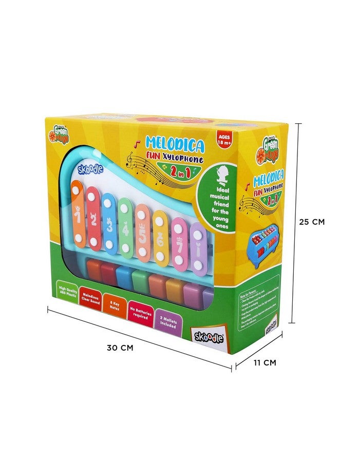 Skoodle 2-in-1 Xylophone Musical Piano for Kids, Interactive Preschool Learning Instrument & Toy with 8 Keys, 2 Mallets- Ideal for Baby, Boys and Girls & Gifting (Age 3+), Teal - Image 5
