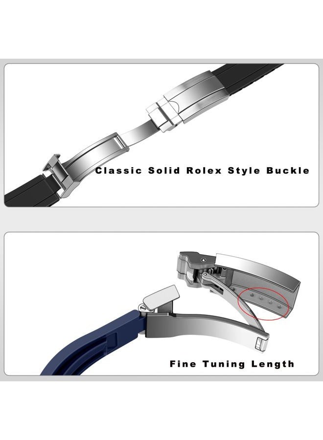 Juntan 20 mm 22 mm Rubber Watch Strap for Men Women Smartwatch Watch Straps Fluororubber Silicone Rubber Bracelet with Classic Diving Style Folding Clasp, 22mm, Rubber, No Gemstone - Image 5