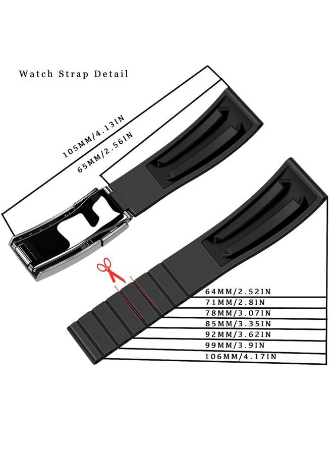 Juntan 20 mm 22 mm Rubber Watch Strap for Men Women Smartwatch Watch Straps Fluororubber Silicone Rubber Bracelet with Classic Diving Style Folding Clasp, 22mm, Rubber, No Gemstone - Image 4