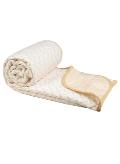 VAS COLLECTIONS VAS COLLECTIONS Premium Cotton Viscose DoharAC QuiltBlanket for Single Bed Size 60 x 86 inches Lightweight Knitted Dohar with a Matching Handbag 250 GSM Single 150x220 cms Beige White 