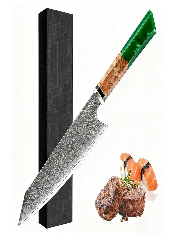 Osowake Knives Damascus Steel Chef Knife Epoxy Resin Stabilized Wood Handle Professional Kitchen Knife VG10 High Carbon Stainless Steel - Image 1