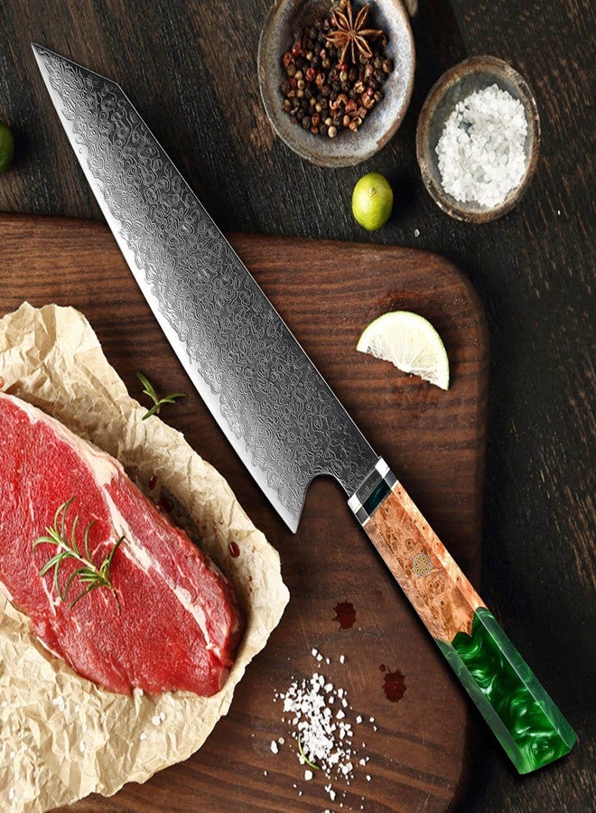 Osowake Knives Damascus Steel Chef Knife Epoxy Resin Stabilized Wood Handle Professional Kitchen Knife VG10 High Carbon Stainless Steel - Image 2