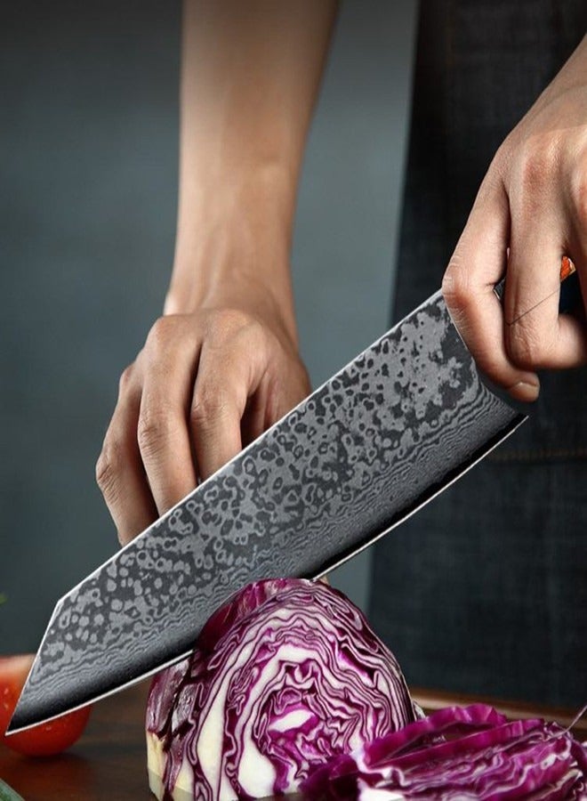 Osowake Knives Damascus Steel Chef Knife Epoxy Resin Stabilized Wood Handle Professional Kitchen Knife VG10 High Carbon Stainless Steel - Image 3