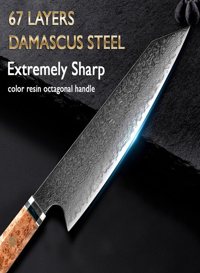 Osowake Knives Damascus Steel Chef Knife Epoxy Resin Stabilized Wood Handle Professional Kitchen Knife VG10 High Carbon Stainless Steel - Image 4