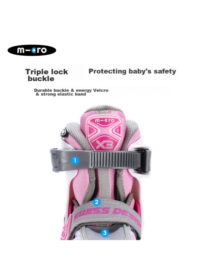 M-cro Inline Skates For Children, Boys And Girls, Micro Wheels, Roller Skates, Suitable For Primary And Secondary School Students, X3 Pink Single Shoes, Size L - Image 4