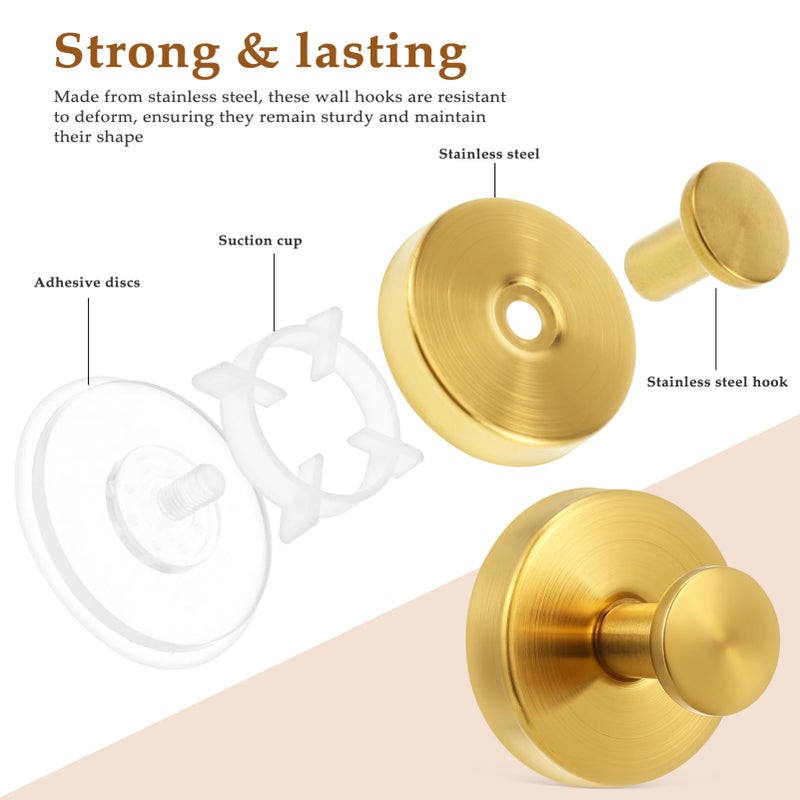 2Pcs Stainless Steel Cup Hooks Removable Towel Holder No Drilling Required Strong Adhesion - Image 4