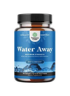 Water Away Pills Maximum Strength - Herbal Diuretic Pills for Water Retention for Fast Acting Bloating Relief for Women and Men - Easy To Take Water Retention Pills for Women and Men - 60 Servings