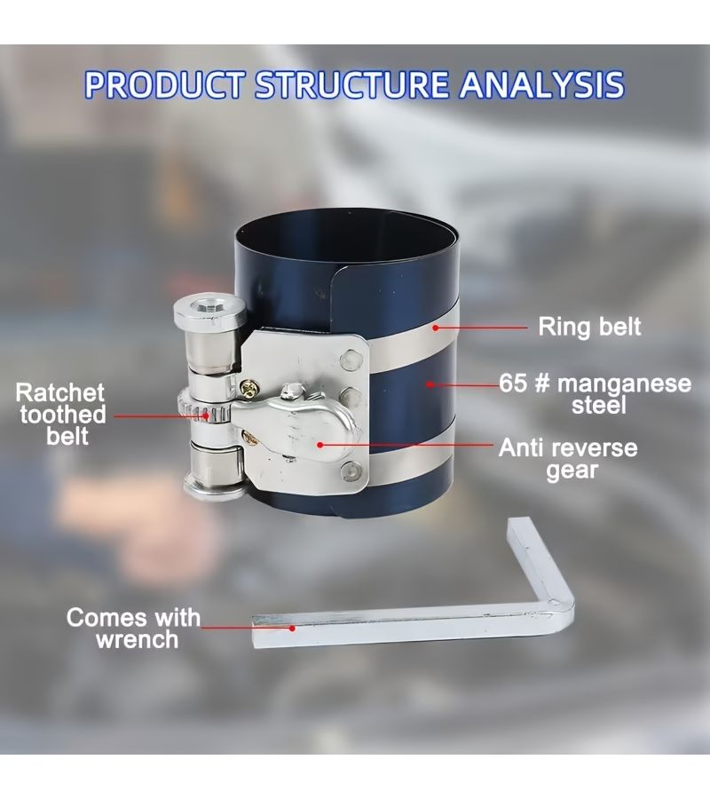 Parallel Bar Piston Ring Compressor Two Piece Set Even Horizontal Force Application Durable Metal Construction For Engine Piston Installation Automotive Maintenance - Image 3