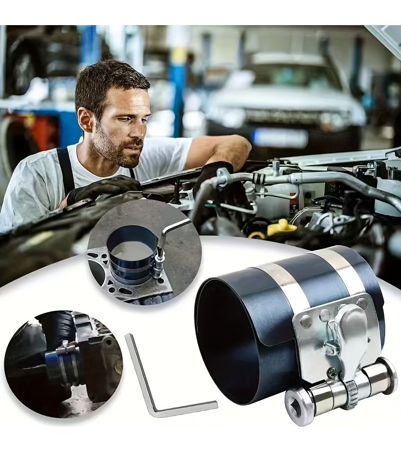 Parallel Bar Piston Ring Compressor Two Piece Set Even Horizontal Force Application Durable Metal Construction For Engine Piston Installation Automotive Maintenance - Image 4