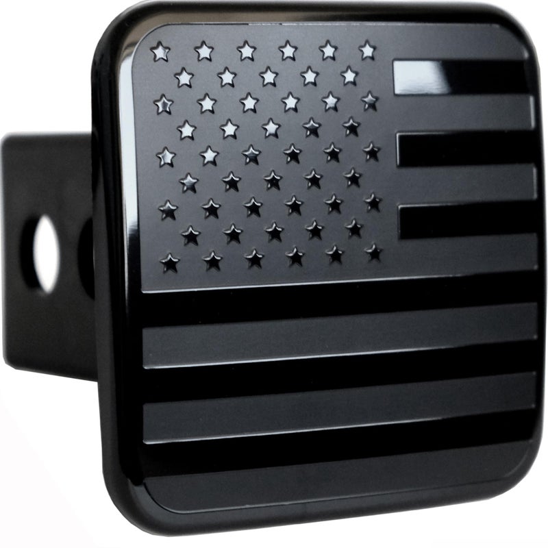 eVerHitch 2 Inch Trailer Hitch Cover Plug with Metal American Black Flag Fit for Any 2 Hitch Receivers