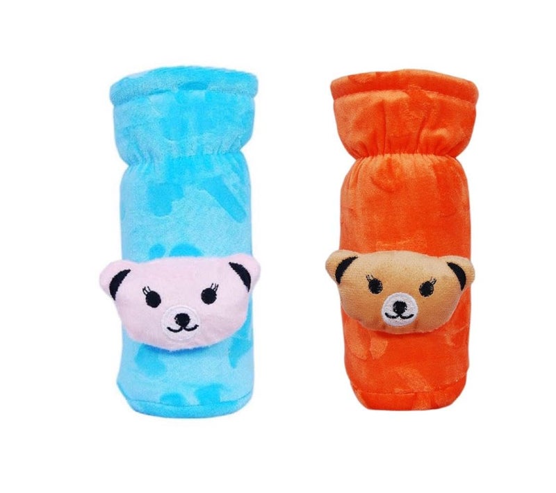 KIDS BASIC Soft & Durable Baby Feeding Bottle Cover with Easy to Hold Strap, Insulated Baby Milk Bottle Sleeve, Ideal for Travel & Daily Use, Sky Blue & Orange, Pack of 2 - Image 1