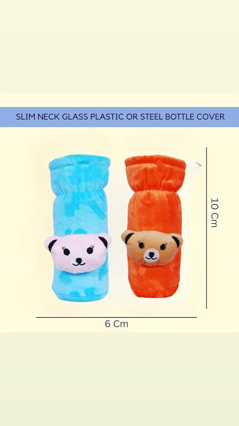 KIDS BASIC Soft & Durable Baby Feeding Bottle Cover with Easy to Hold Strap, Insulated Baby Milk Bottle Sleeve, Ideal for Travel & Daily Use, Sky Blue & Orange, Pack of 2 - Image 2