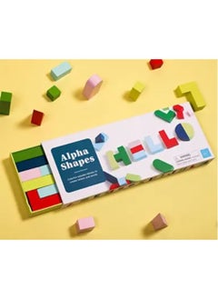 Alpha Shapes (Colorful Wooden Block Letters for Decor, Educational Alphabet Word Blocks)