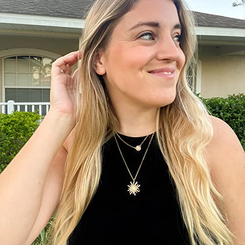 MJartoria Layered Choker Multi Chains Pendant Sun and Moon Charm Necklaces Jewelry Gifts for Women (Gold, Sun) - Image 3