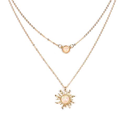 MJartoria Layered Choker Multi Chains Pendant Sun and Moon Charm Necklaces Jewelry Gifts for Women (Gold, Sun) - Image 1