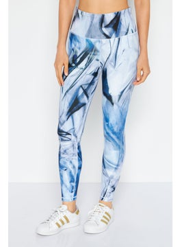 Reebok Women Sportswear Fit Training Tight, Blue Combo  - Image 1
