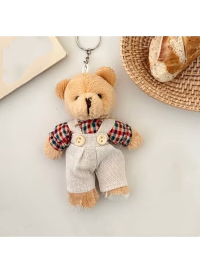 KAIRAY Adorable plush bear keychain for girls (red plaid strap bear keychain) & Adorable plush bear keychain for girls (red plaid strap bear keychain) Bundle - Image 2