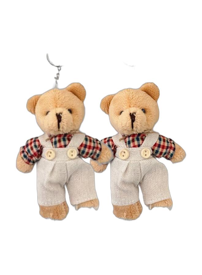 KAIRAY Adorable plush bear keychain for girls (red plaid strap bear keychain) & Adorable plush bear keychain for girls (red plaid strap bear keychain) Bundle - Image 1
