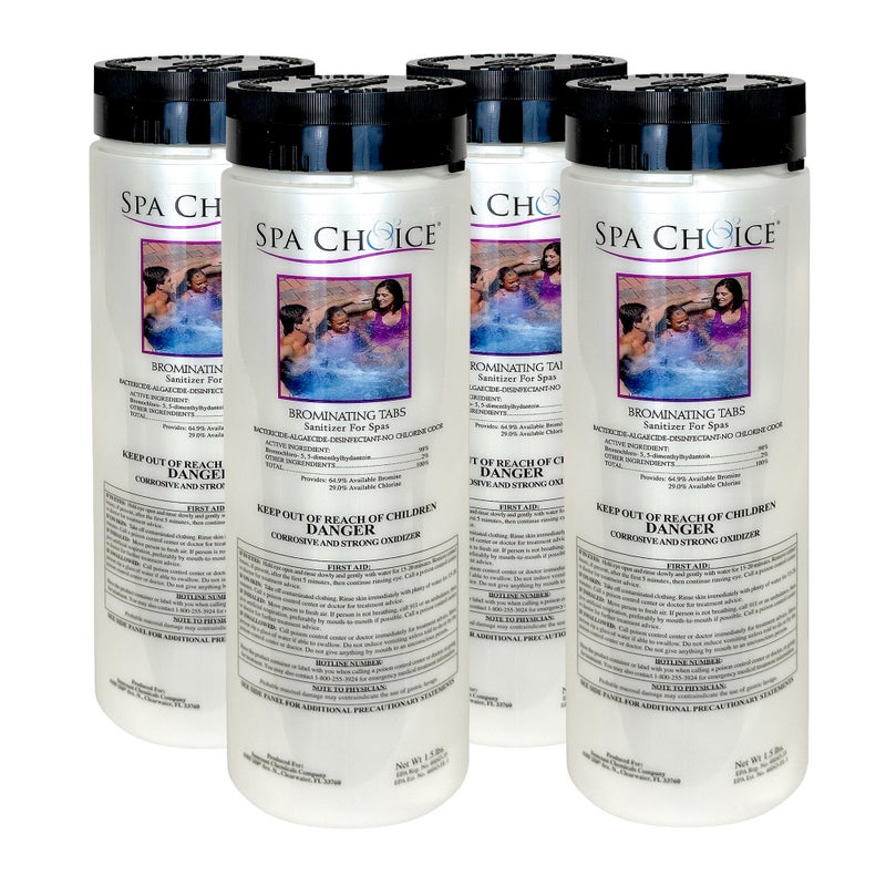SpaChoice 1.5-Pounds 4-Pack Premium Brominating Tabs Sanitizer for Spas, Bromine Tablets for Spa Hot Tub, Made in USA - Image 1