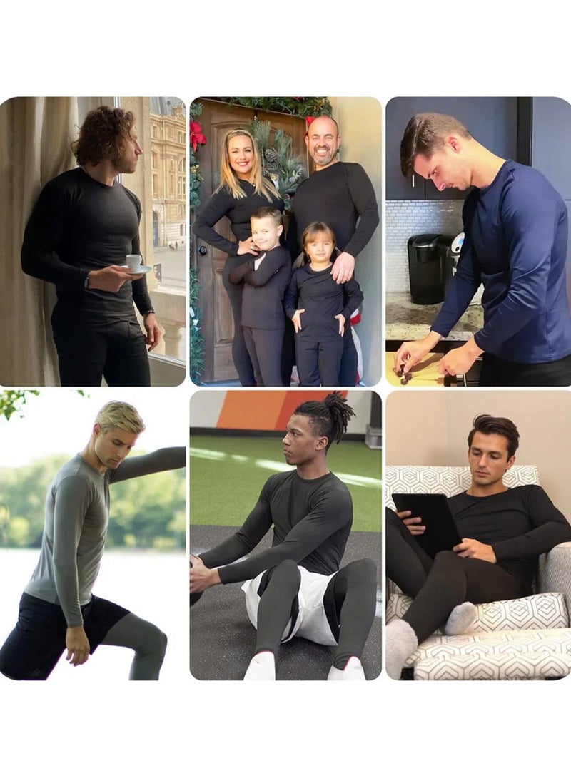 Thermal Underwear for Men Cold Weather Clothes Compression Long Sleeve Base Layers Long Underwear Snow Suit Mens Thermals Top and Bottom Set Winter Clothes - White  - Image 5