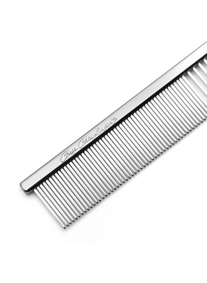 Chris Christensen - 5In Face And Feet Finecoarse Butter Comb Groom Like A Professional Rounded Corners Prevent Friction And Breakage Solid Brass Spin With Steel Teeth Chrome Finish - Image 1