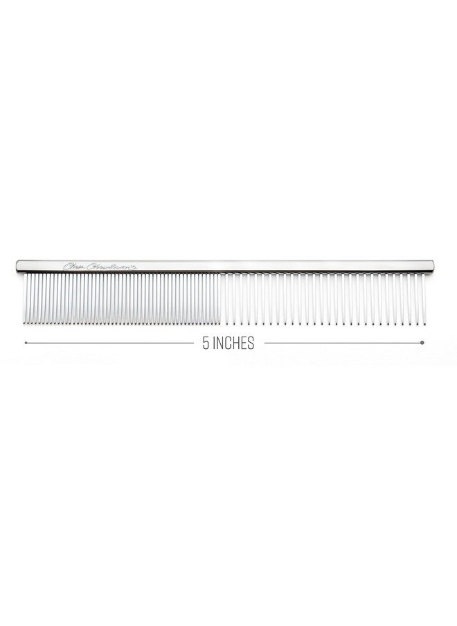 Chris Christensen - 5In Face And Feet Finecoarse Butter Comb Groom Like A Professional Rounded Corners Prevent Friction And Breakage Solid Brass Spin With Steel Teeth Chrome Finish - Image 1