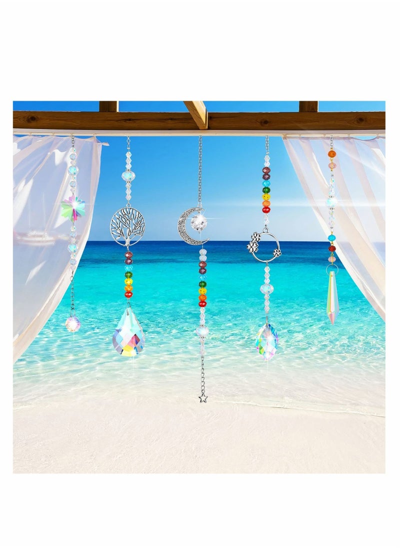 SYOSI - 7 Pieces Crystals Sun Catcher Colorful Hanging Prism Crystal Suncatcher Window Ornament Beads Chain Sphere Chandelier Lamps Light Glass Pendants for Home Wedding Gift Decoration (Fresh) - Image 1