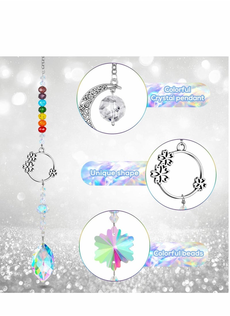 SYOSI - 7 Pieces Crystals Sun Catcher Colorful Hanging Prism Crystal Suncatcher Window Ornament Beads Chain Sphere Chandelier Lamps Light Glass Pendants for Home Wedding Gift Decoration (Fresh) - Image 1