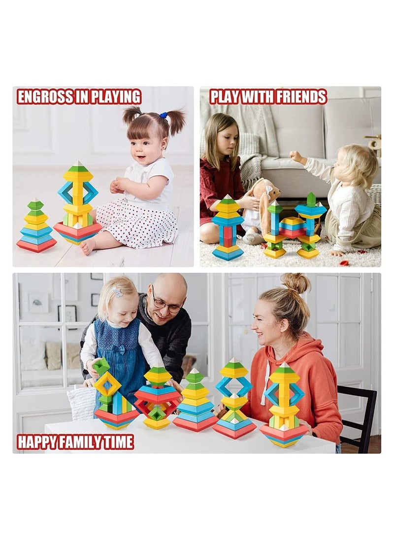 SYOSI Stacking Toys for Toddlers, Montessori Toys for 1 2 3 4 5 Year Old Girls Boys Toddlers, Preschool Learning Activities, 30Pcs Building Blocks Stacking Educational Toys STEM Sensory Toys Gifts for Kids  - Image 4