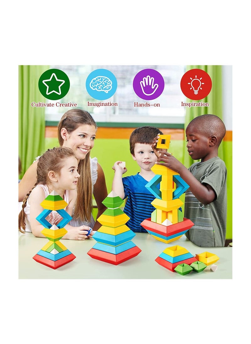 SYOSI Stacking Toys for Toddlers, Montessori Toys for 1 2 3 4 5 Year Old Girls Boys Toddlers, Preschool Learning Activities, 30Pcs Building Blocks Stacking Educational Toys STEM Sensory Toys Gifts for Kids  - Image 1