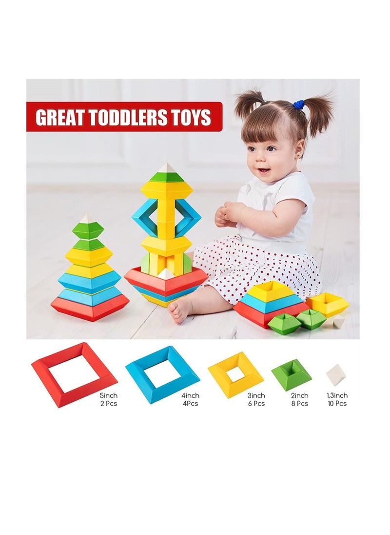 SYOSI Stacking Toys for Toddlers, Montessori Toys for 1 2 3 4 5 Year Old Girls Boys Toddlers, Preschool Learning Activities, 30Pcs Building Blocks Stacking Educational Toys STEM Sensory Toys Gifts for Kids  - Image 5