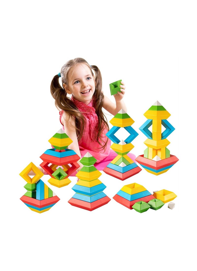 SYOSI Stacking Toys for Toddlers, Montessori Toys for 1 2 3 4 5 Year Old Girls Boys Toddlers, Preschool Learning Activities, 30Pcs Building Blocks Stacking Educational Toys STEM Sensory Toys Gifts for Kids  - Image 2