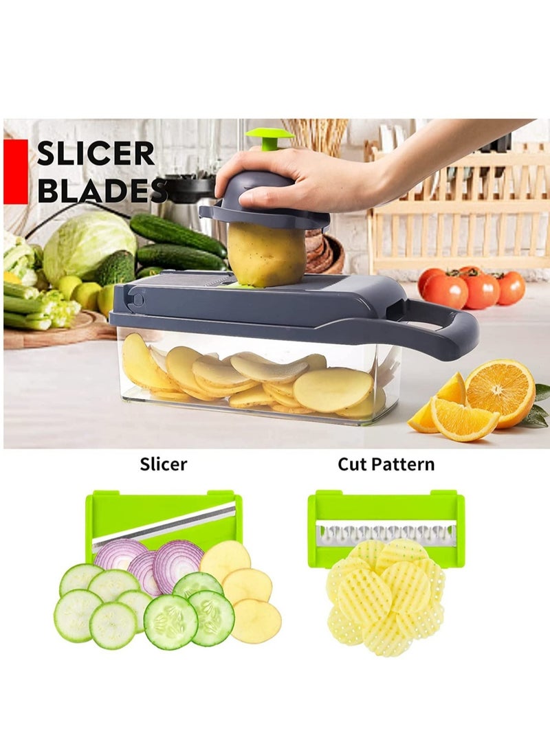Raxoom Vegetable Chopper, Pro Onion Chopper, Multifunctional 13 in 1 Food Chopper, Kitchen Vegetable Slicer Dicer Cutter,Veggie Chopper With 8 Blades,Carrot and Garlic Chopper With Container - Image 4