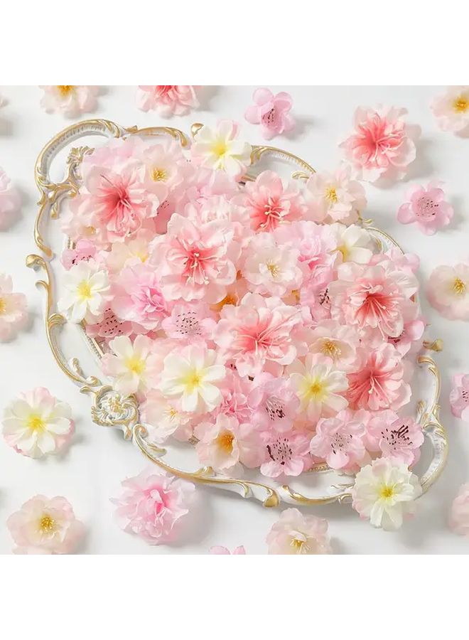 72pcs Blue Line Silk Artificial Flowers Realistic Faux Roses Daisies for Wedding Decor DIY Crafts - Image 5