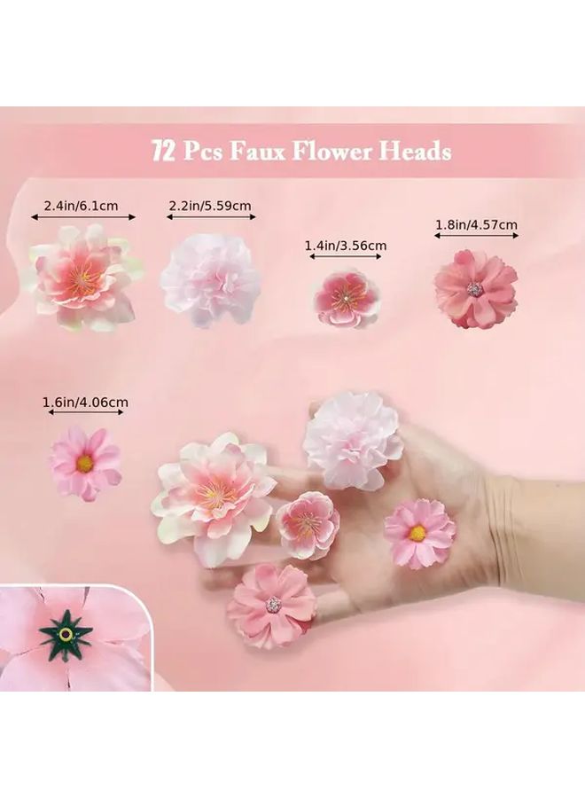 72pcs Blue Line Silk Artificial Flowers Realistic Faux Roses Daisies for Wedding Decor DIY Crafts - Image 2