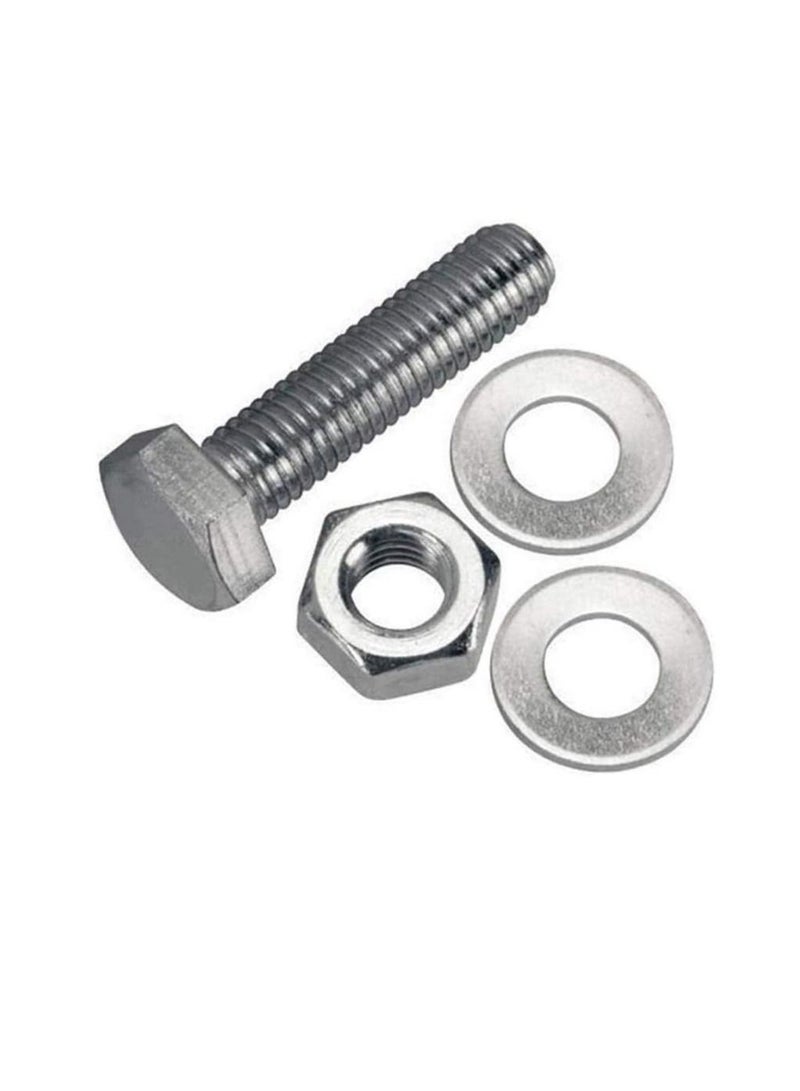 12 pcs Hex Head Screw Bolts Nuts & Washers Fully Thread GI Plain Finish Bolt Set. (16, 60MM)  - Image 1