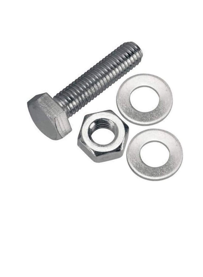 12 pcs Hex Head Screw Bolts Nuts & Washers Fully Thread GI Plain Finish Bolt Set. (16, 60MM)  - Image 2
