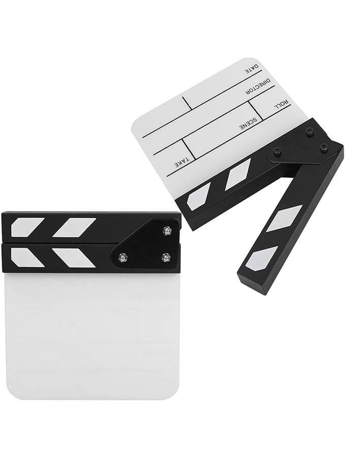 Mini Acrylic Clapboard Film Cut Prop Black and White Whiteboard with Magnet Inside for Home Decoration - Image 1