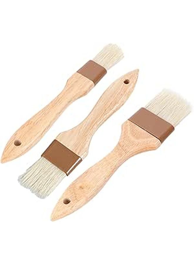 3Pcs Basting Brush Heat Resistant Boar Bristle Wooden Handle for Grilling Baking Oil Sauce - Image 1